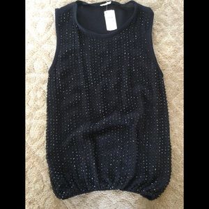 L’AGENCE Black Silk Beaded Top